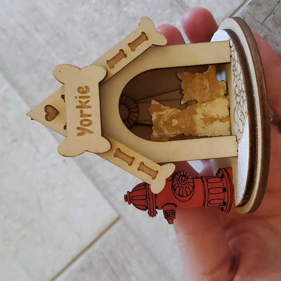 Yorkie Terrier Dog Diecut Wood Christmas Doghouse Holiday Ornament - Picture 7 of 9